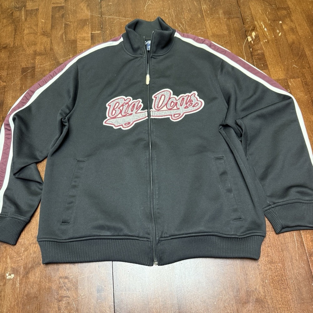 Big‎ Dogs Jacket Mens Medium Track Jacket Varsity Y2K Bomber Fleece Lined Black